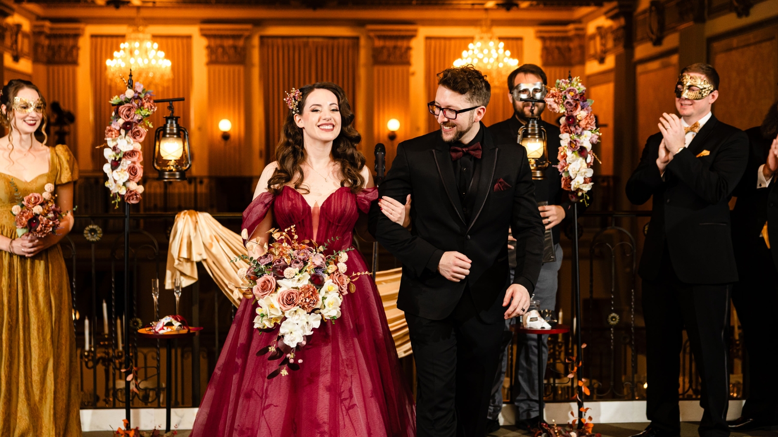 couple walking down the aisle at Vault 634